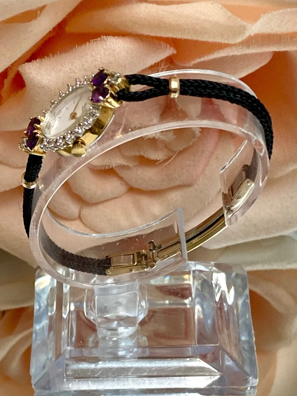 Vintage Pulsar by Seiko Diamond and Amethyst Accented Cocktail Watch